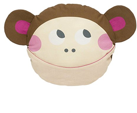 Julica Design Kuschelkissen Kinder | Tier | Dekokissen Kinderzimmer | Schmusekissen mit Tasche im Maul … (Affe)