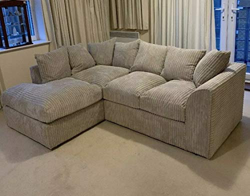 CHICAGO JUMBO CORD CORNER SOFA 5 COLOURS - LEFT/RIGHT HAND (Mink Jumbo Cord, Right Hand Corner Sofa)