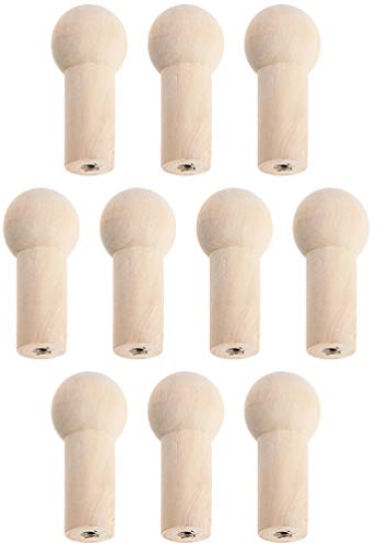 WINOMO 10pcs Screw-on Shaker Pegs Unfinished Wood Doll Pegs Screw Nut Key Hook Hanger Coat Hat Storage Rack for Home Bedroom Kitchen 51x23x15mm