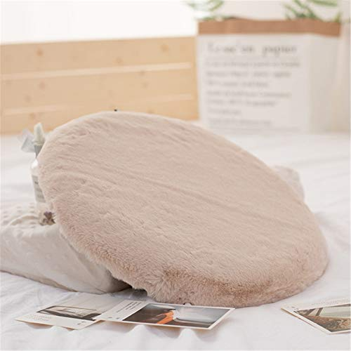 SWECOMZE Plüsch Stuhlkissen Mit Reißverschluss, 40 * 40cm Kunstfell Plüsch sitzauflage Bürostuhlkissen Schülermatte, sitzkissen rund Fell Optik Nachahmung Wolle Sofa Matte (Beige)