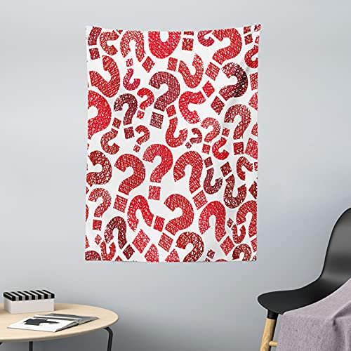 ABAKUHAUS Modern Wandteppich und Tagesdecke, Fragezeichen-Muster, aus Weiches Mikrofaser Stoff Schmutz abweichender Digitaldruck, 110 x 150 cm, Rubin Vermilion