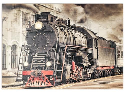 MyPuzzle EIN Dampfzug fährt vom Bahnhof ab - Premium 100 Teile Puzzle - MyPuzzle Sonderkollektion von Puzzle Galaxy
