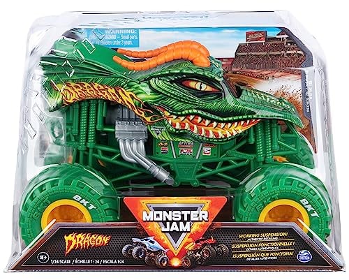 Monster Jam, Official Dragon Monster Truck, Collector Die-Cast Vehicle, 1:24 Scale, Kids Toys for Children Ages 3 and up