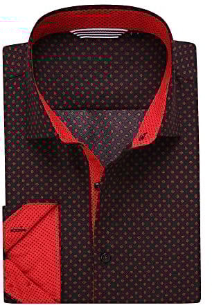 Alex Vando Mens Printed Dress Shirts Long Sleeve Regular Fit Button Down Shirt,Red,XXL