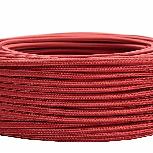 Cavo tessile per lampade, 3 fili, 3x 0,75 mm², cavo elettrico con conduttore di terra, accessori per lampada (5m, Bordeaux)