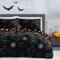 Sleepdown Halloween Gruseliger Geist Schwarz Orange Flanell Fleece Wendebettwäsche Set mit Kissenbezug Warm Weich Pflegeleicht Bettwäsche - Einzelbett (135 cm x 200 cm)