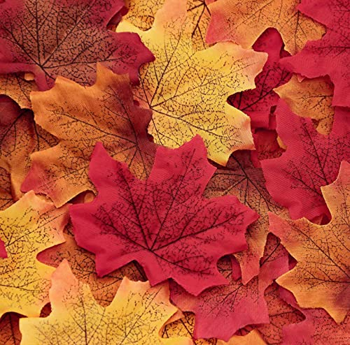 500 Stück Ahornblätter,Ahornblätter Deko Herbstblätter Künstlich Herbstlaub Ahorn Laub Herbst Dekoration Hochzeit Party Weihnachten Geburtstag 10 Farben, Kastanienbraun, 7x8 cm, RENGY-1