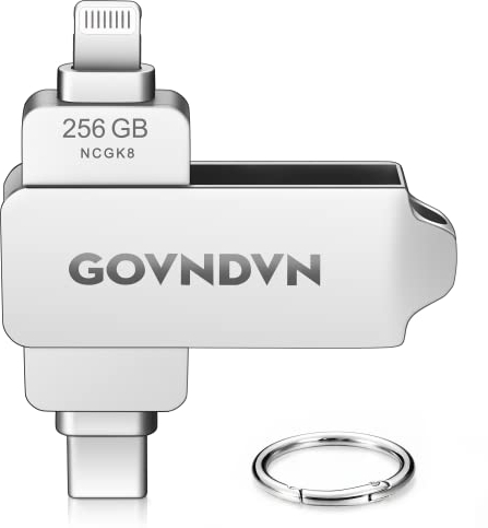 GOVNDVN Apple MFi-zertifizierter USB Stick für iPhone 16/15/14/13/12/11, 256GB iPhone Speicherstick Lightning USB C Sticks, iPhone Fotostick Backup Stick Flash Laufwerk für/iPad/Android/PC (256GB)