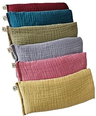 Peacegoods Unscented Eye Pillows (Pack of 6) - Soft Cotton Gauze Filled with Flax Seed Weighted for Yoga Meditation Headache Relief Relaxation Massage Bulk - Relaxing Colors