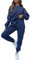 amropi Trainingsanzug Damen Pullover Sweatshirt und Jogginghose Warm Vlies Kleidungsset (Blau,L)