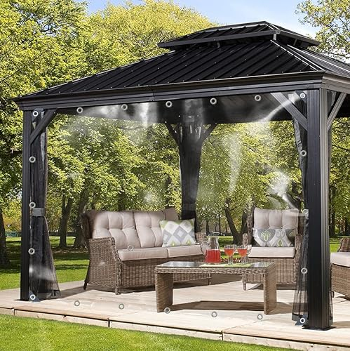 Plane Transparent mit ösen 3x4m, Anpassbar innerhalb von 10x10m, Abdeckplane Wasserdicht mit Seil und Kabelbinder, 380g/m² PVC Outdoor Vorhang für GartenmöBel GewäChshaus Pavillon Balkon