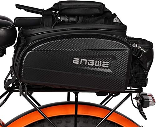 ENGWE Sac porte-bagages pour vélo, sac de coffre imperméable en cuir de carbone pour siège arrière, sac de cargaison, sac arrière, sac latéral, capacité 17L-35L