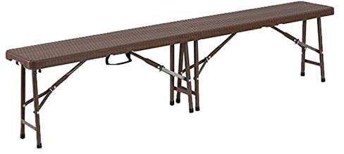 Yclty 6 Fuß 8-Bein-imitierte Rattan-Kunststoff-Klappbank mit Tragegriff – Tragbare Picknick-Party-Camping-Essbank-Sitzbank, Mehrzweckbank für Drinnen und Draußen, Maximale Belastung 550 Lbs