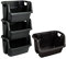 STAR SUPPLIES Stackable Heavy Duty Large Open Fronted Storage Boxes For Home Office Garage Kitchen Warehouses Black Plastic Crates (Set Of 3)