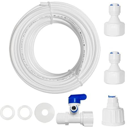 PAROAD 5 Meter Universal Anschluss-Set, 1/4 Zoll Schlauch für Wasserfilter,Eismaschine,Aquarium(3/4 Zoll und 1/2 ZollInnengewinde Hahnanschluss auf 1/4 Steckverbindung,3-Wege Absperrventil)