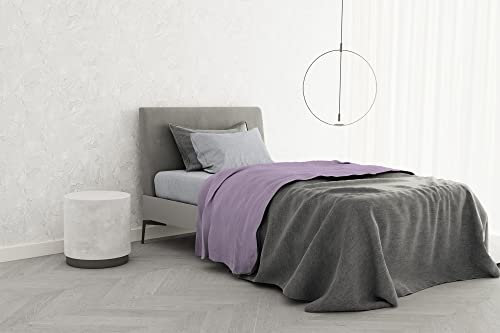 Set Lenzuola Letto Singolo Cotone Trendy Chic, lavorato in Italia - Completo Letto, Lenzuolo Sotto con Angoli, Lenzuolo 90x200cm e Federa, Lilla