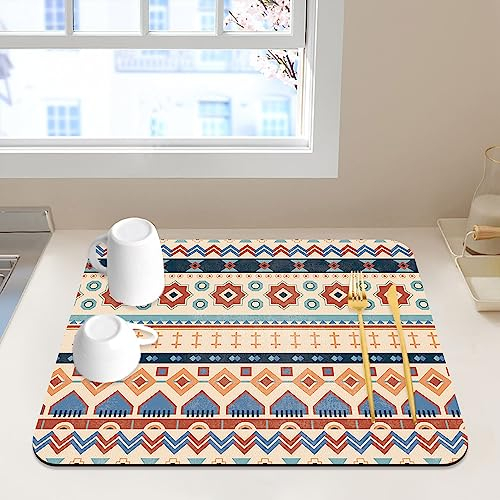 Avvrel Alfombrilla Escurreplatos, Súper Absorbente Alfombrilla Secado de Platos, Alfombrilla de Fregadero Secado Rápido, Drying Mat Antideslizante para Cafetera (40 x 50cm, Bohemia)