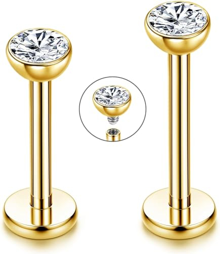 Chriscoco 16G G23 Titan Lippenpiercing Labret Piercing CZ Opal Tragus Piercing Ohr Helix Monroe Medusa Piercing Lippe für Frauen Männer 6mm 8mm