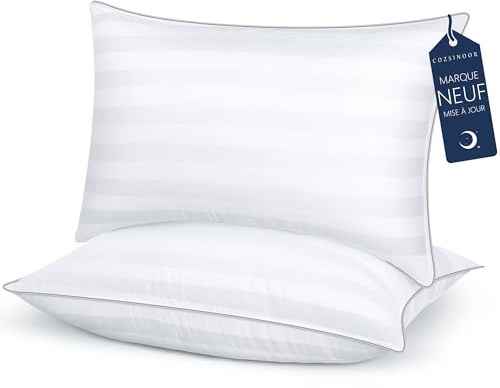 COZSINOOR Oreiller 50x70 cm Lot de 2, Qualité Hotellerie de Luxe Oreiller Lot de 2 Oreillers Confort Moelleux Hypo Allergéniques Anti Acariens d'oreiller pour Dormeurs sur Le Dos Le Côté Le Ventre