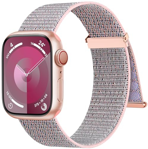 Higgs Nylon Cinturini Compatibile con Cinturino Apple Watch 41MM 40MM 38MM 49/46/45MM 44MM,Donna Uomo Cinturino Sportivi Nylon per iWatch Ultra 2 Series (42MM 10) 9 8 7 6 5 4 3 2 1 SE,Regolabile Rosa