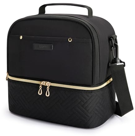 TOURIT Kühltasche Lunchtasche Klein 10.6L Doppeldeck Lunch Tasche für Damen Arbeit Picknick,Schwarz