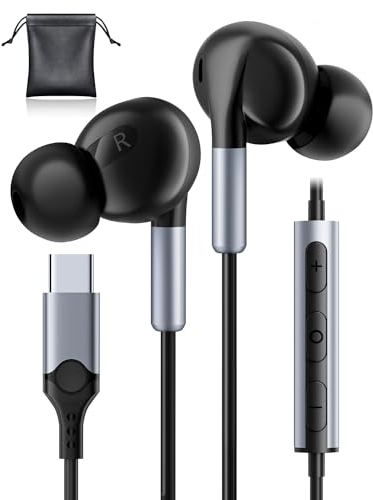USB C Kopfhörer für Samsung S25 S24 Ultra S23 A55 iPhone 16 Kopfhörer mit Kabel USB C Headset mit Mikrofon Kopfhörer USB C Anschluss für iPhone 15 Samsung S22 S23 S24 FE Google Pixel 9 8 Pro iPad 10