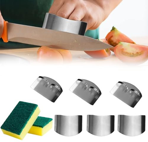 Stainless Steel Finger Guard, Finger Guards for Cutting Food, Stainless Steel Finger Guard Knife Cutting Protector, Stainless Steel Finger Guard for Slicing (6Pcs-Two-Finger)