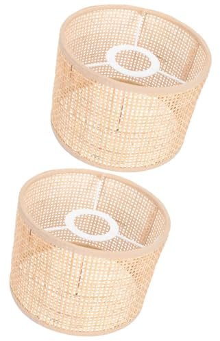 AOKWAWALIY 2 Pièces Éclairage Tissé Petits Abat-jour Remplacement Des Abat-jour Tissés Abat-jour En Osier Abat-jour Décoratif En Bambou Abat-jour Cloche Rural Couvercle De Protection Rotin