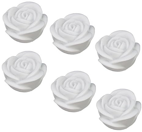 Jojofuny 6st Rosenblüten-Nachtlicht - Blumen-LED-Leuchten für Weihnachtsdekoration und Tischschmuck - Outdoor-Rose Elektronisch Weiß