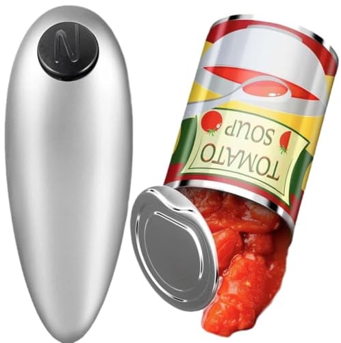 YUET Electric Tin Opener Can Openers Portable One Touch Automatic Battery Operated Hands-Free for Seniors with Arthritis Eliminate Hand Pain HelpPrevent Injuries Strain (Silver)