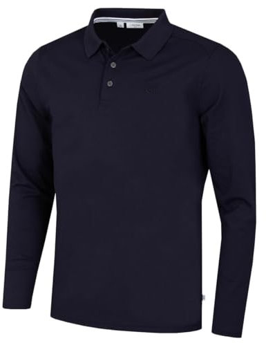 Calvin Klein Mens Long Sleeve Campus Polo Shirt - Navy - XL