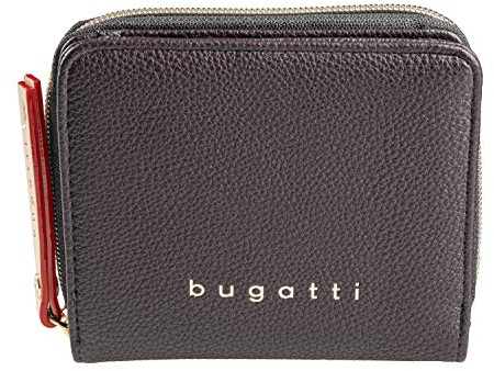 Bugatti Ella kleines Portemonnaie für Damen, Frauen-Geldbeutel aus Kunstleder, Damen-Geldbörse in braun