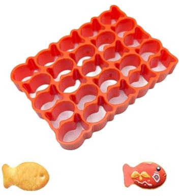 Gold Fish Cracker Cutter,25 Cavity Fish Cookie Cutter,Mini Gold Fish Shapes Molds for Cookie,Fun, Baking, Dough, and Fondant Cutter For Kids, Baked Fish-Shaped Maker