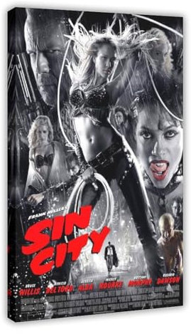NWGACS Sin City Filmposter auf Leinwand, Schlafzimmer-Dekor, Sportlandschaft, Büro, Raumdekoration, Geschenk, Rahmen-Stil, 30 x 45 cm