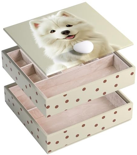 ADEL DREAM Schmucktabletts Schmuckorganizer Schmuckkasten mit 2 Ebenen Schmuckbox Schmuckgeschenkbox Geschenk für Damen Tochter und Freundin zum Geburtstag und zu Feiertagen Eine Katze (Hund)