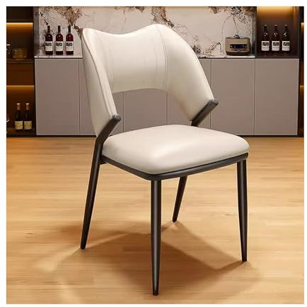MARIYCH Esszimmerstuhl, PU-Leder, Wohnzimmerstühle, gepolsterter Akzentstuhl, Küchen-Esszimmerstühle mit hohler Rückenlehne und schwarzen Beinen