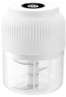 Hupdy hachoir électrique sans fil 250ML, mini robot de cuisine puissant, rechargeable USB, lame en acier inoxydable, pour hacher la viande, poisson, oignons, ail, légumes, chocolat, biscuits (blanc)