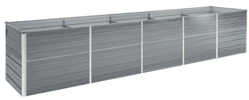 Myheimly Garten-Hochbeet Verzinkter Stahl Gartenbeet Pflanzbeet Frühbeet 400x80x45 cm Grau