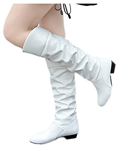 Stivali Donna Tacco,Stivali Donna Alti Fino Al Ginocchio Pelle Stivali Largo Invernali Caldi Casual Zeppa Vintage Scarpe Alti al Ginocchio con Tacco Interna