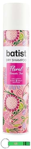 8x Batist Dry Shampoo Floral - Trockenshampoo Reinigt das Haar in nur wenigen Minuten ohne Wasser mit dem Duft von Tiaré-Bouquet und Jasmin 75ml+ Beni Culinari Kostenloser Schlüsselanhänger