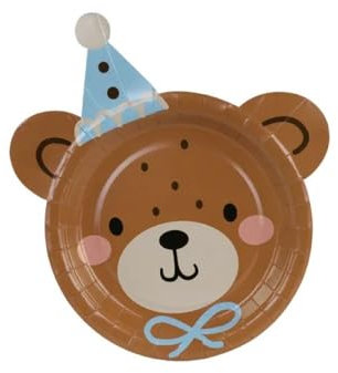 18 PIATTI DI CARTA per feste e cerimonie di ogni genere 18 piattini stoviglie monouso per compleanni ricorrenze ed eventi varie misure e fantasie (Testa di Orsetto 18cm)