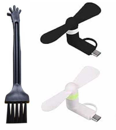 SEMINISMAR Ventole per Cellulare,Ventilatore di Tipo C,2 Pezzi Ventilatore per Cellulare,Mini Ventola Usb Portatile 2 In 1,Mini Ventilatore USB per Telefoni Android/USB di Tipo C