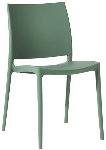 CLP Gartenstuhl Meton, Pflegeleichter Stapelstuhl aus Kunststoff, wetterfest und UV-beständig, belastbar bis 150 kg, Farbe:Oliv