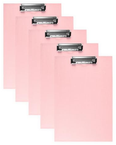 10 Stück DIN A4 Klemmbretter Schreibbrett Schreibunterlage Klemmmappe Schreibplatte (Rosa)