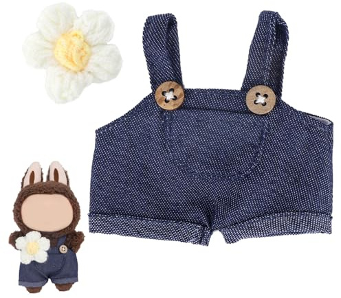 lasuroa Puppen-Overall-Set mit Blume, Süßer Mode-Puppen-Overall Kleidungs-Outfit Weicher Stoff für 15 cm und 17 cm Plüschpuppen