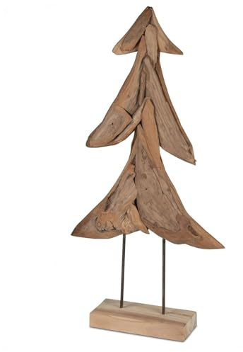 formano Weihnachtsbaum Holz 80 cm Deko Tannenbaum Natur aus massivem Teak - handgefertigte Weihnachtsdeko rustikal - nachhaltiger Baum aus Holz für Tisch, Flur, Fensterbank oder Geschenk