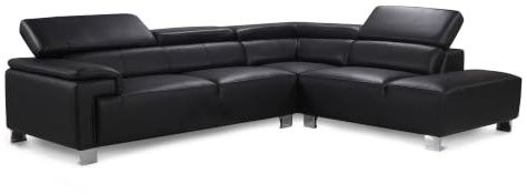 Lovesofas Genuine Leather Corner Sofa with Adjustable Headrests - 5 Seater L Shaped Sofa for Living Room Lounging, Large Black Sectional Couch Leather - LIVORNO 3C1