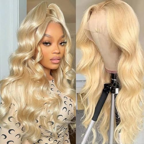 613 Blonde 13x6 Synthetic Lace Front Wig - Glueless Ready to Wear 26 inch Body Wave Synthetic Wigs for Women, Heat-Resistant Fiber