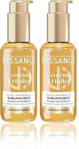DESSANGE - Universelles Haaröl Sublimatrice Extreme 3 Öle – Formel angereichert mit Marula-, Argan- & Nachtkerzenölen – nährt, schützt, repariert – für dunkles Haar – 110 ml (Packung mit 2)