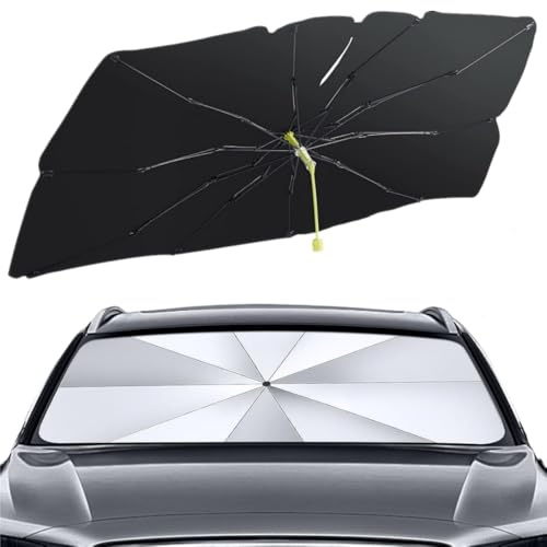 CompraFun Sonnenschutz Auto Frontscheibe, Auto Windschutzscheibe Sonnenschutz Innen 140 x 75 cm, Faltbarer Auto Sonnenschirm für Frontscheibe UV-Schutz, Geeignet für Meisten Autos, SUVs, Lastwagen